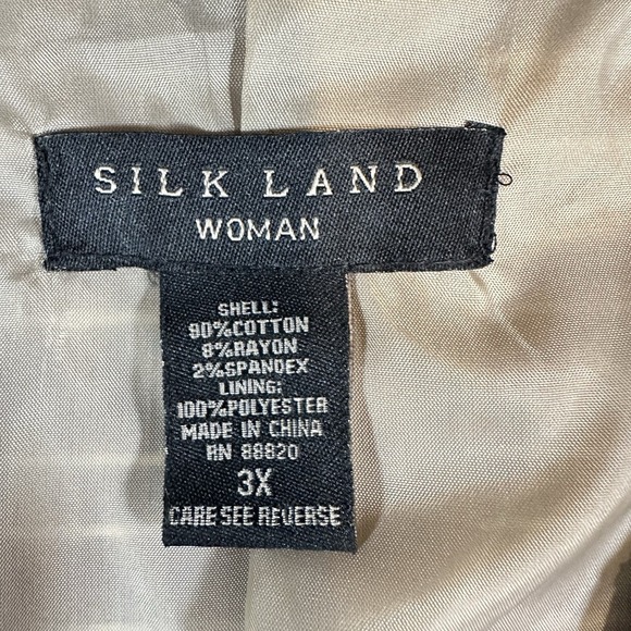 Silk Land Woman 3X Blazer Jacket Brown Striped Geometric Cotton Blend Plus Size - Picture 7 of 14